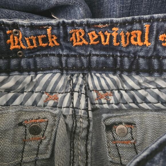 Rock Revival Medium Wash Amy Skinny Whiskering Distressed Women's Jean's 28 - Picture 6 of 8